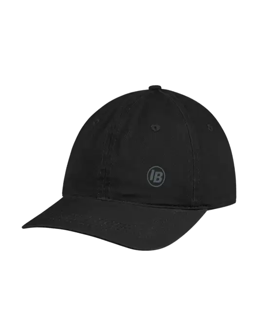Garment Washed Unstructured Twill Black Cap w/IB Dot Logo