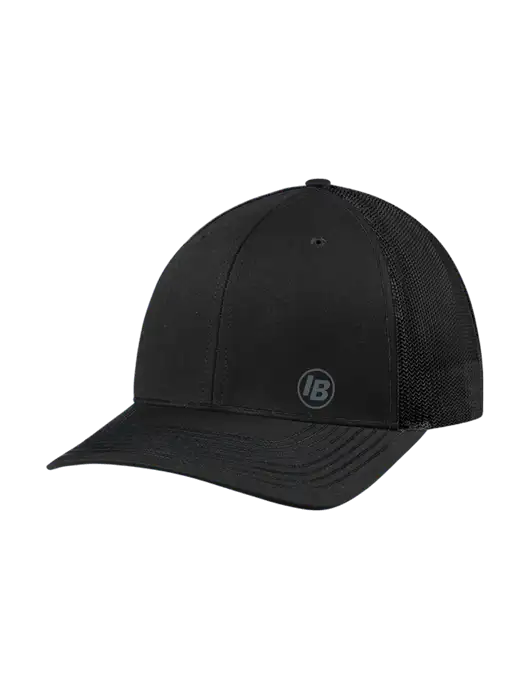 Richardson Adjustable Snapback Original 112 Trucker Cap Black w/Black Mesh w/IB Dot Logo