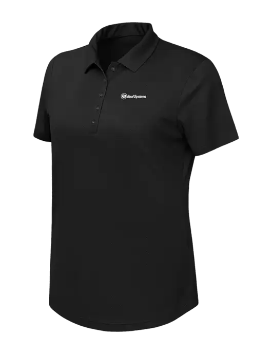 Callaway Womens Birdseye Black Polo w/IB Roof Systems Logo