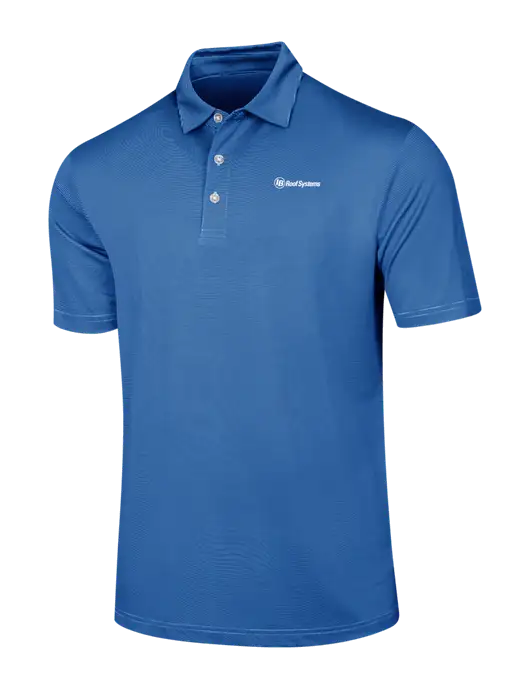 Callaway Royal Blue Fine Line Stripe Polo w/IB Roof Systems Logo