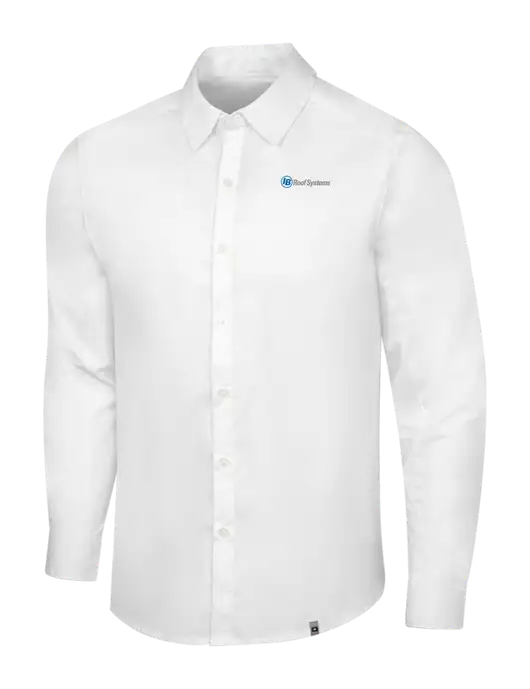 OGIO White Commuter Woven Shirt w/IB Roof Systems Logo