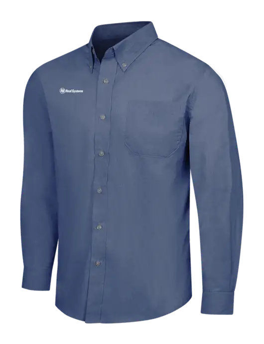 Light Navy Crosshatch Easy Care Shirt w/IB Roof Systems Logo