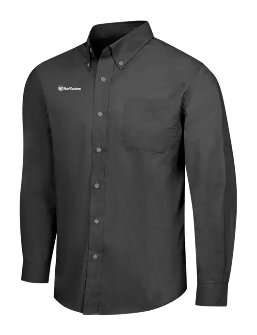 Soft Black Crosshatch Easy Care Shirt w/IB Roof Systems Logo