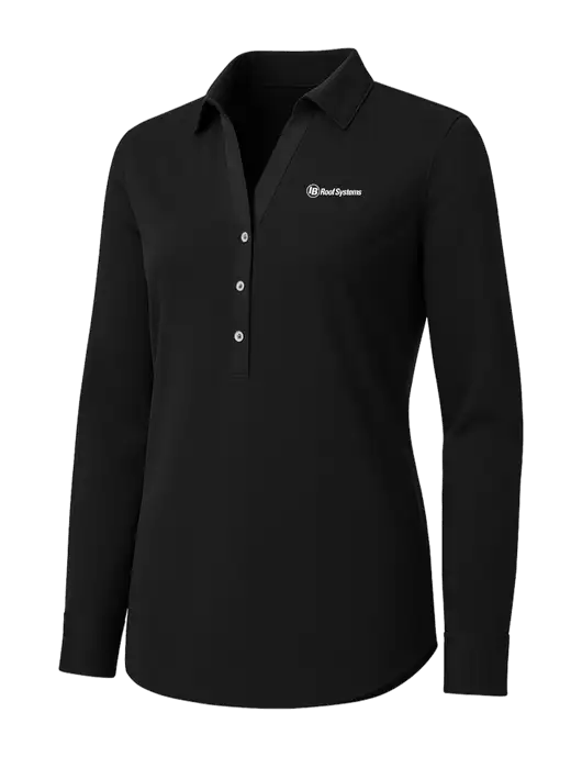 Womens Black City Stretch Shirt w/IB Roof Systems Logo