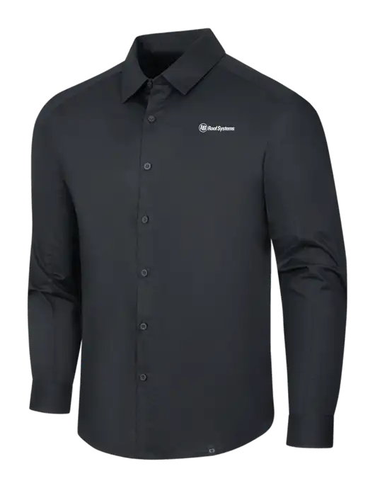 OGIO Black Commuter Woven Shirt w/IB Roof Systems Logo