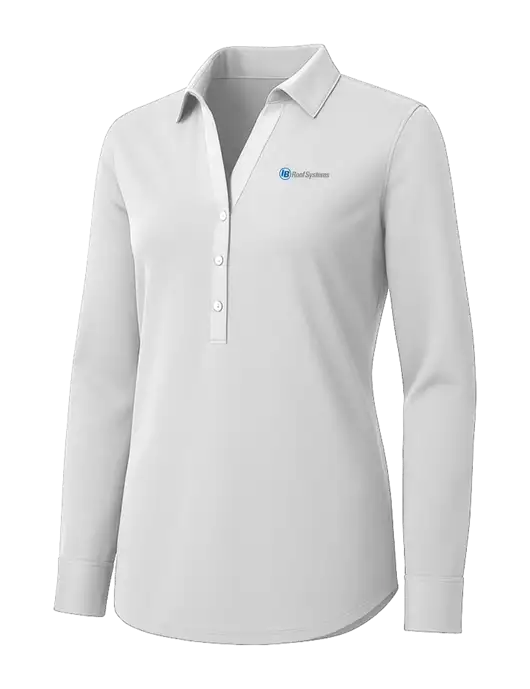 Womens White City Stretch Shirt w/IB Roof Systems Logo