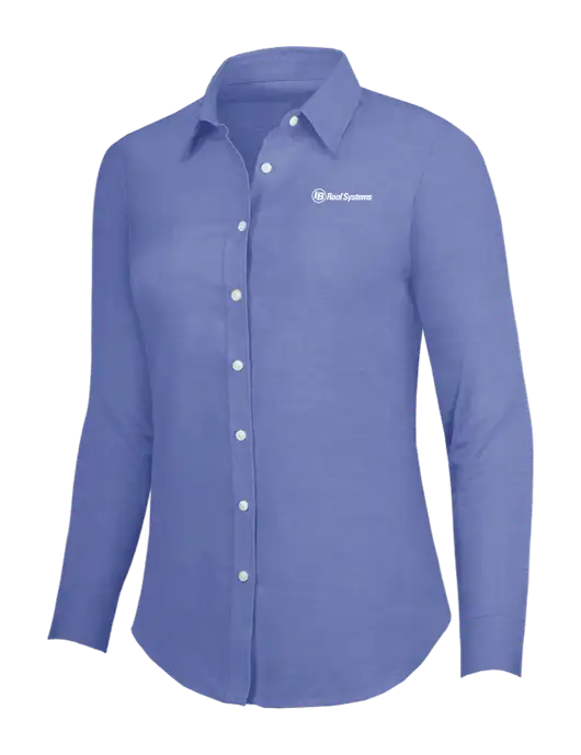 Navy Womens SuperPro Oxford Shirt w/IB Roof Systems Logo