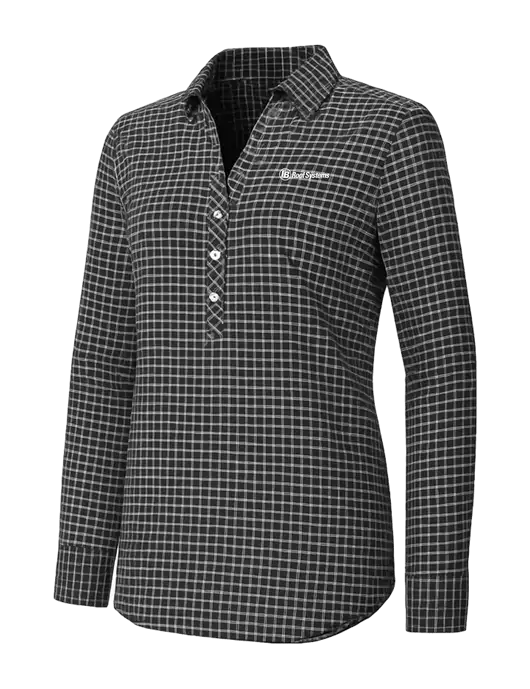 Womens Dark Grey/White City Stretch Shirt w/IB Roof Systems Logo