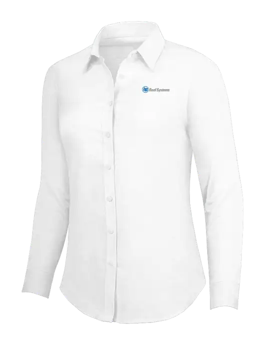 White Womens SuperPro Oxford Shirt w/IB Roof Systems Logo