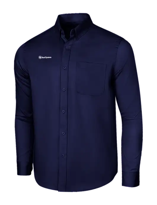 Long Sleeve Navy Superpro React Twill Shirt w/IB Roof Systems Logo