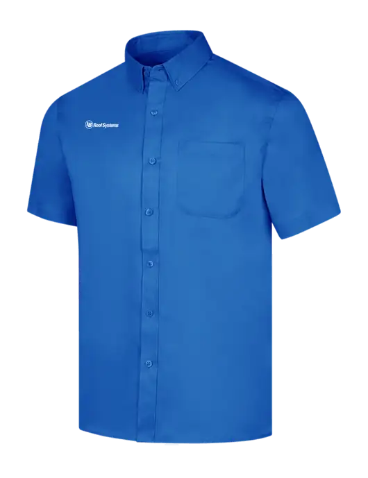 Short Sleeve Royal Blue Superpro React Twill Shirt w/IB Roof Systems Logo