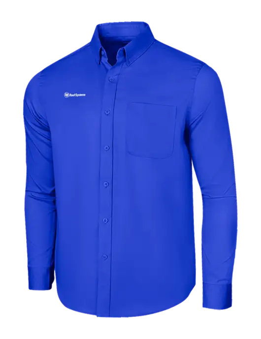 Long Sleeve Dark Royal Superpro React Twill Shirt w/IB Roof Systems Logo