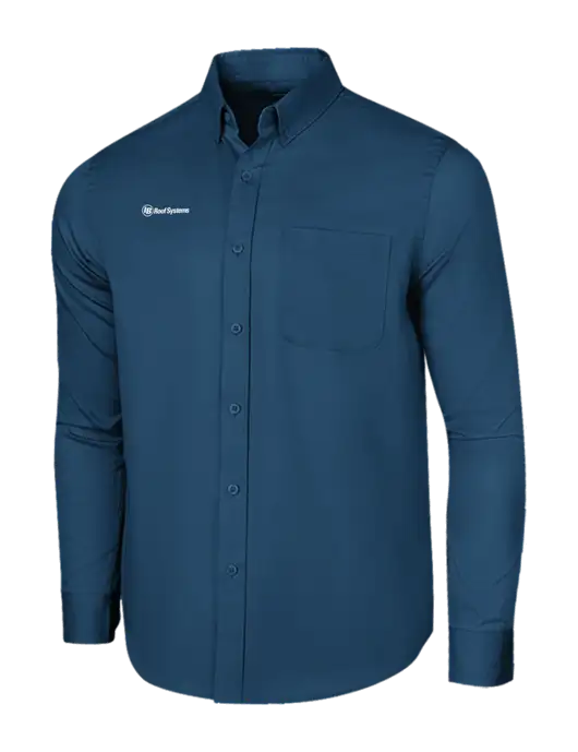 Long Sleeve Light Navy Superpro React Twill Shirt w/IB Roof Systems Logo