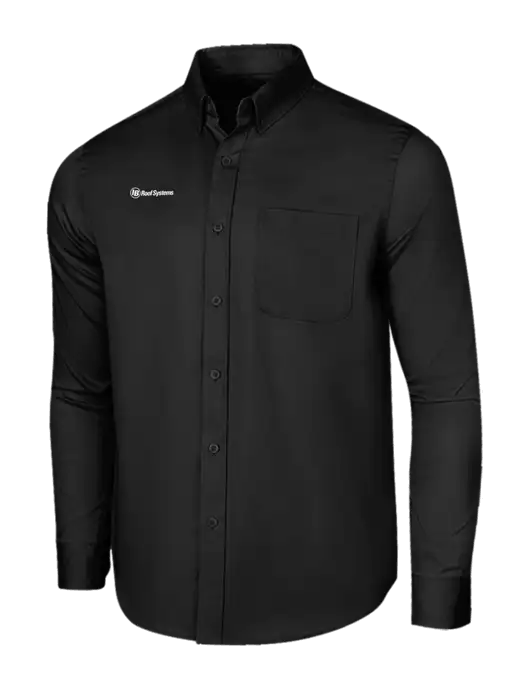 Long Sleeve Deep Black Superpro React Twill Shirt w/IB Roof Systems Logo