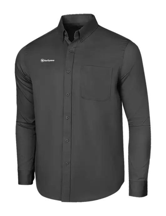 Long Sleeve Dark Grey Superpro React Twill Shirt w/IB Roof Systems Logo