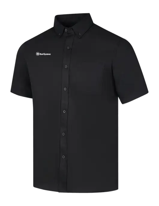 Short Sleeve Deep Black Superpro React Twill Shirt w/IB Roof Systems Logo