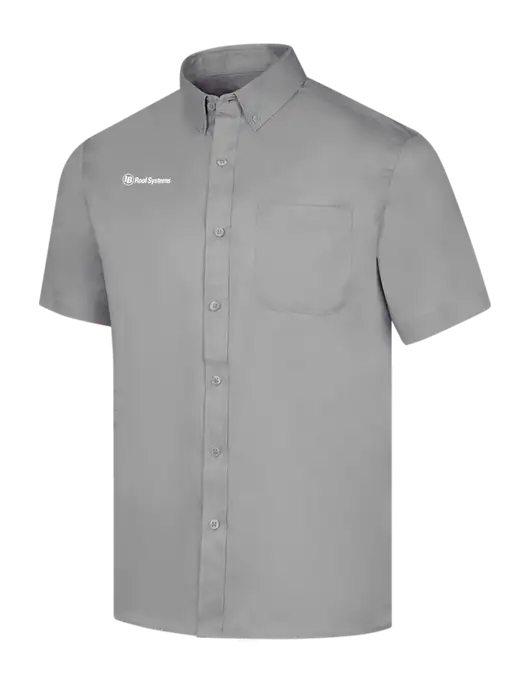 Short Sleeve Light Grey Superpro React Twill Shirt w/IB Roof Systems Logo