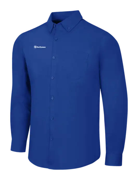 Dark Royal Long Sleeve Carefree Poplin Shirt w/IB Roof Systems Logo