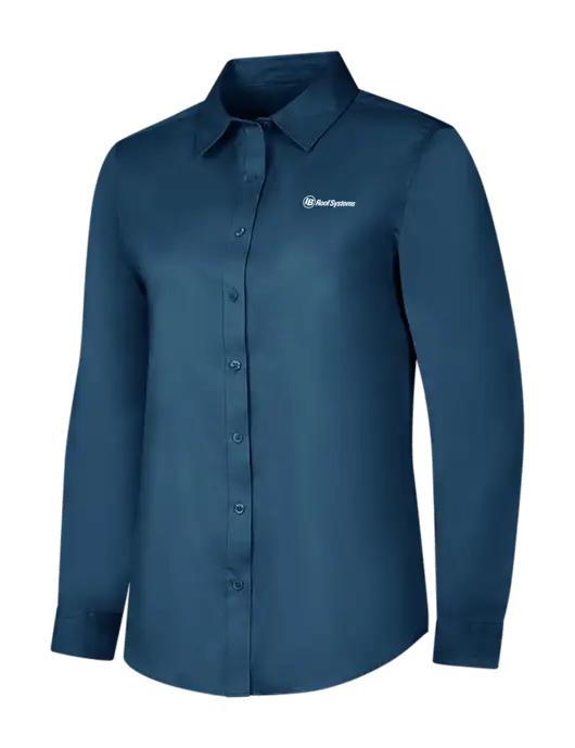 Light Navy Womens Long Sleeve Superpro React Twill Shirt w/IB Roof Systems Logo