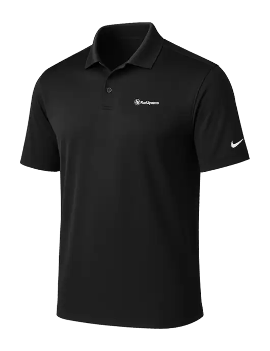 NIKE Black Victory Solid Polo w/IB Roof Systems Logo