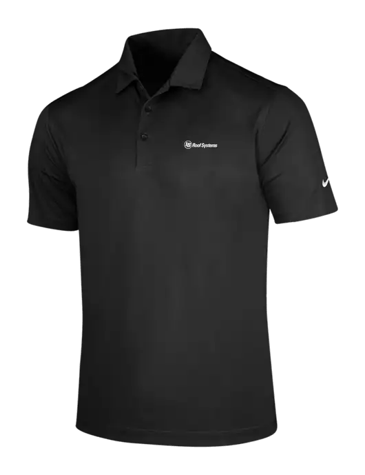 NIKE Black Dri-Fit Vertical Mesh Polo w/IB Roof Systems Logo