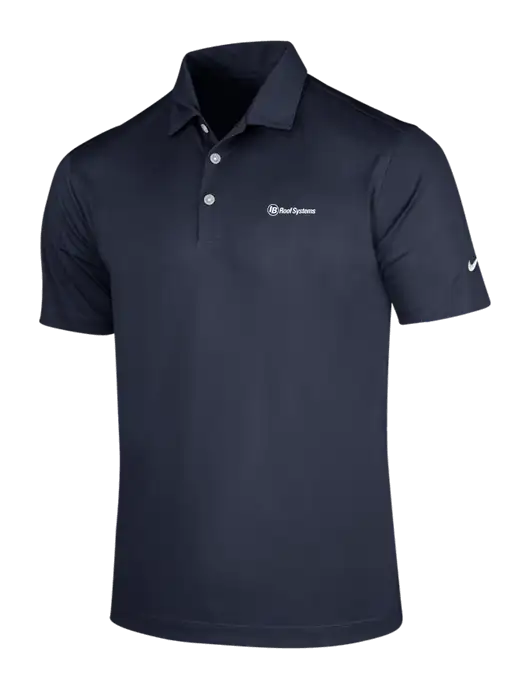 NIKE Dark Navy Dri-Fit Vertical Mesh Polo w/IB Roof Systems Logo