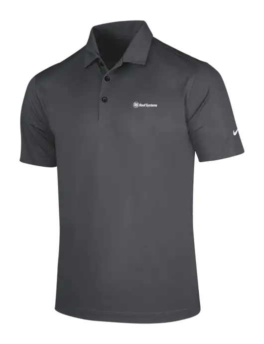NIKE Dark Grey Dri-Fit Vertical Mesh Polo w/IB Roof Systems Logo