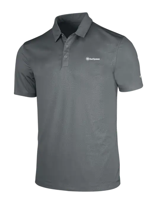 NIKE Medium Grey Dri-Fit Embossed Tri-Blade Polo w/IB Roof Systems Logo