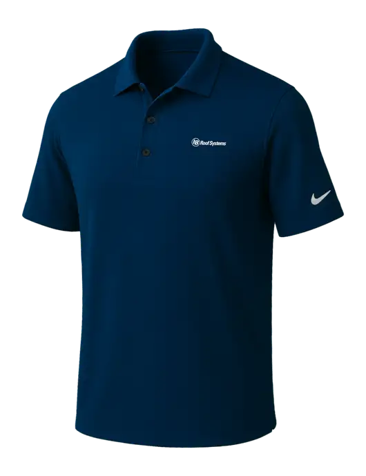 NIKE Navy Dri-Fit Micro Pique Polo w/IB Roof Systems Logo