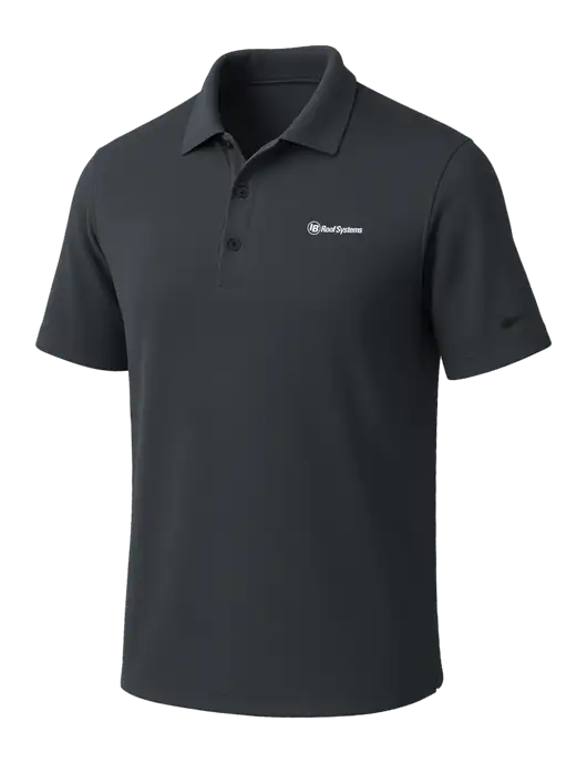 NIKE Dark Grey Dri-Fit Micro Pique Polo w/IB Roof Systems Logo