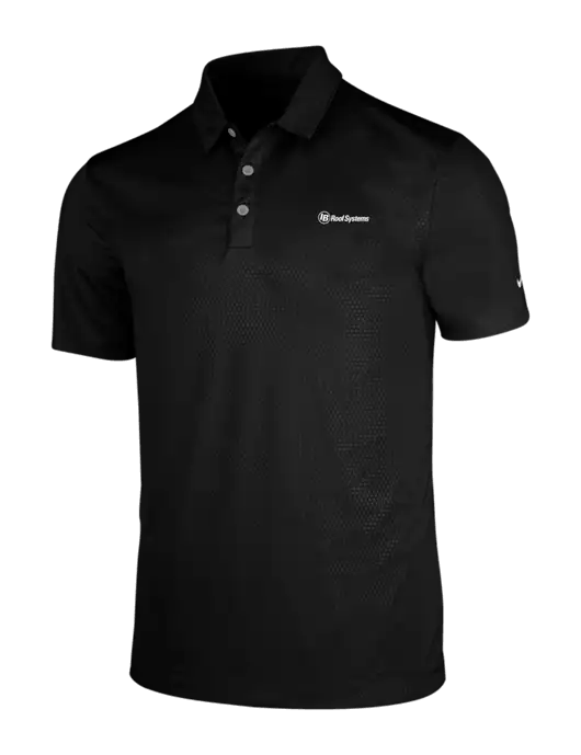 NIKE Black Dri-Fit Embossed Tri-Blade Polo w/IB Roof Systems Logo