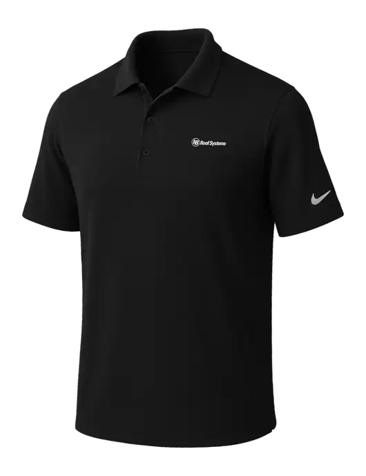NIKE Black Dri-Fit Micro Pique Polo w/IB Roof Systems Logo