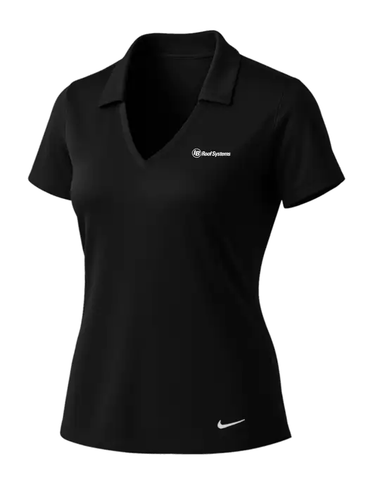 NIKE Black Womens Dri-Fit Vertical Mesh Polo w/IB Roof Systems Logo