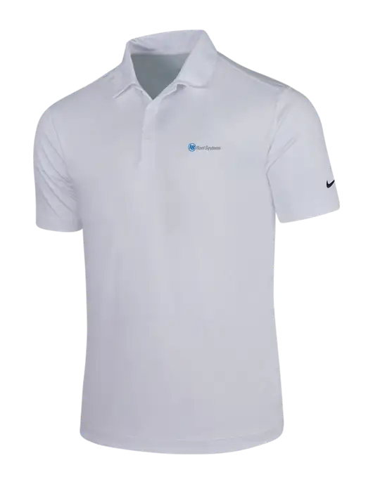 NIKE White Dri-Fit Vertical Mesh Polo w/IB Roof Systems Logo