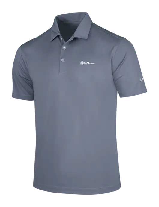 NIKE Medium Grey Dri-Fit Vertical Mesh Polo w/IB Roof Systems Logo