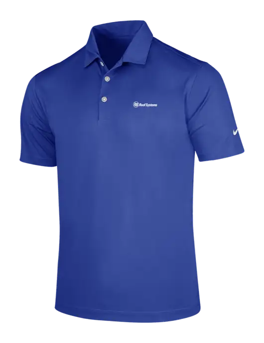 NIKE Dark Royal Dri-Fit Vertical Mesh Polo w/IB Roof Systems Logo
