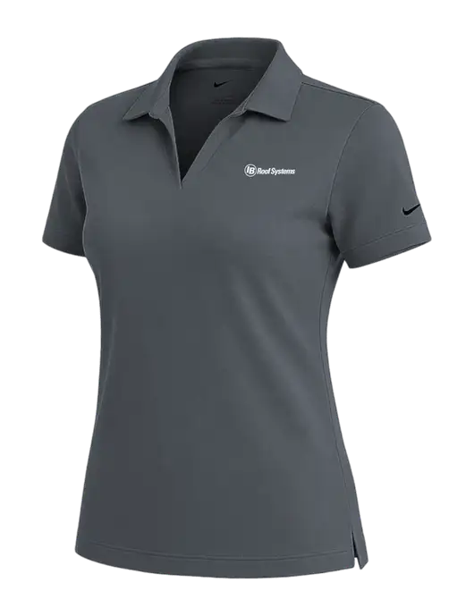 NIKE Dark Grey Womens Dri-Fit Micro Pique Polo w/IB Roof Systems Logo
