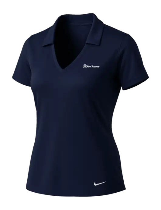 NIKE Dark Navy Womens Dri-Fit Vertical Mesh Polo w/IB Roof Systems Logo
