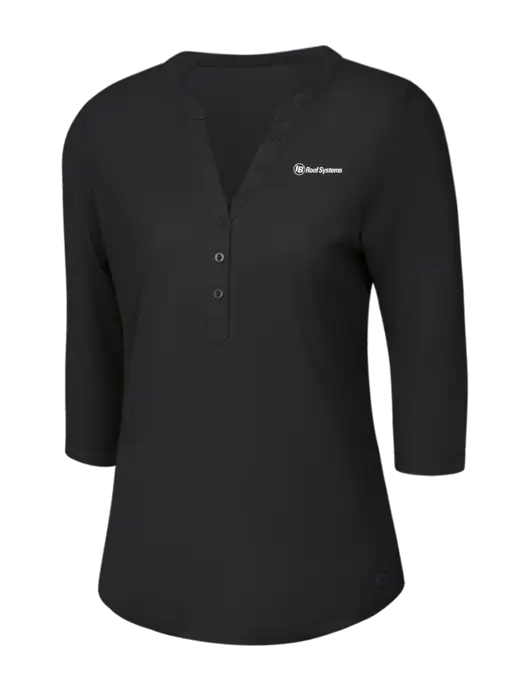 OGIO Blacktop Jewel Henley w/IB Roof Systems Logo
