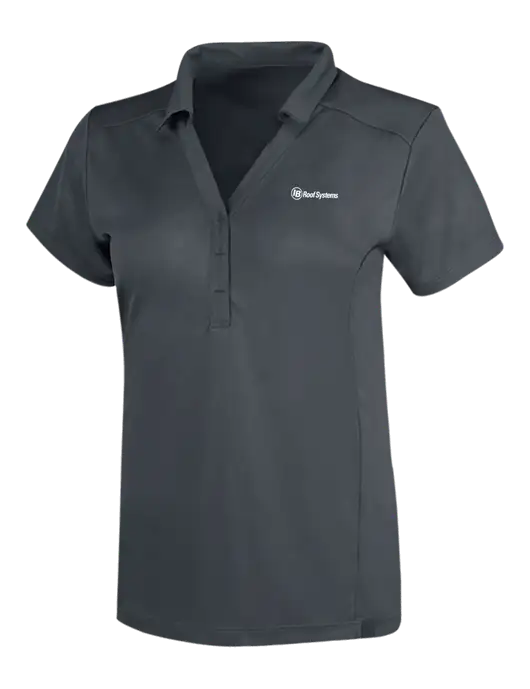 OGIO Dark Grey Womens Framework Polo w/IB Roof Systems Logo