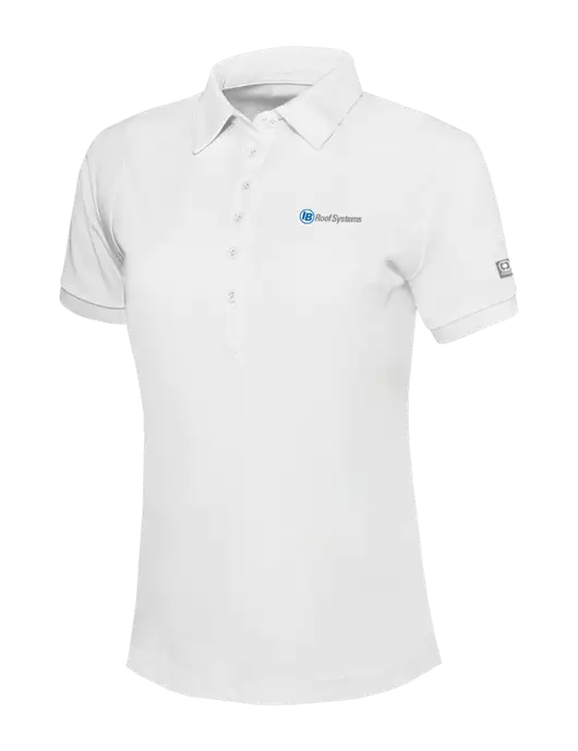 OGIO Womens Bright White Jewel Polo w/IB Roof Systems Logo