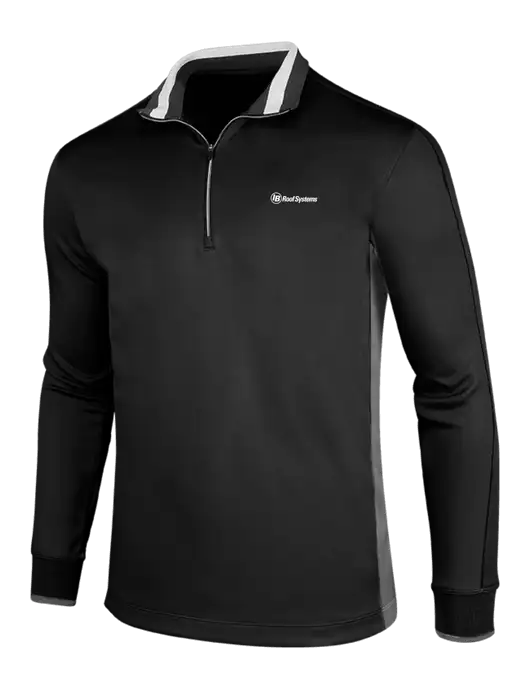 NIKE Black/Dark Grey/White Dry-Fit 1/2 Zip Cover-Up w/IB Roof Systems Logo
