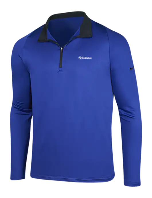 NIKE Deep Royal/Black Dry-Fit Stretch 1/2 Zip Cover-Up w/IB Roof Systems Logo