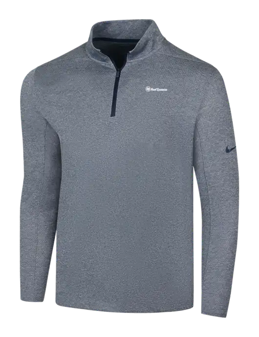 NIKE Navy Heather Dry 1/2 Zip Cover-Up w/IB Roof Systems Logo