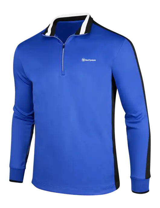 NIKE Game Royal/Black/White Dry-Fit 1/2 Zip Cover-Up w/IB Roof Systems Logo