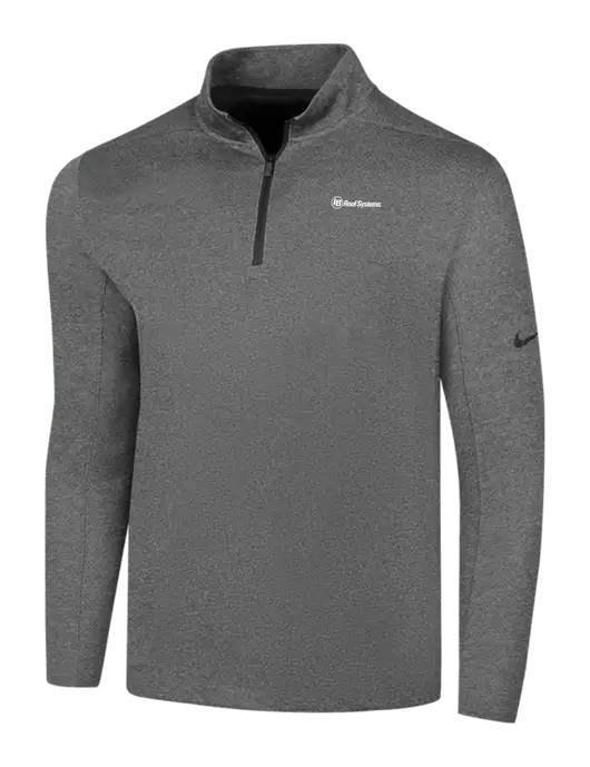 NIKE Dark Grey Heather Dry 1/2 Zip Cover-Up w/IB Roof Systems Logo