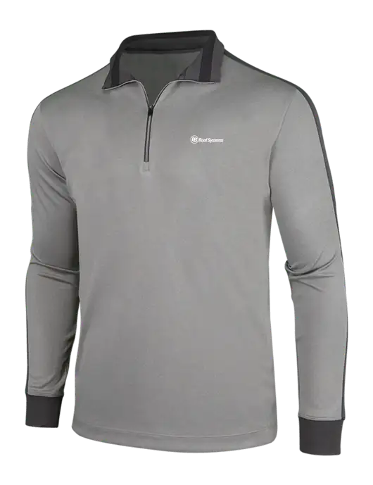 NIKE Athletic Grey/Heather Dark Grey Dry-Fit 1/2 Zip Cover-Up w/IB Roof Systems Logo