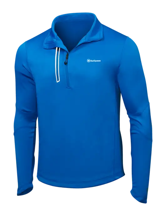 OGIO Electric Blue Endurance Fulcrum 1/4 Zip w/IB Roof Systems Logo
