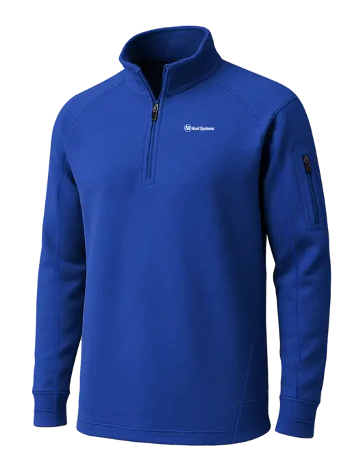 True Royal Tech Fleece 1/4 Zip Pullover w/IB Roof Systems Logo