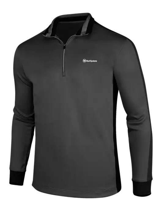 NIKE Anthracite Heather/Black Dry-Fit 1/2 Zip Cover-Up w/IB Roof Systems Logo